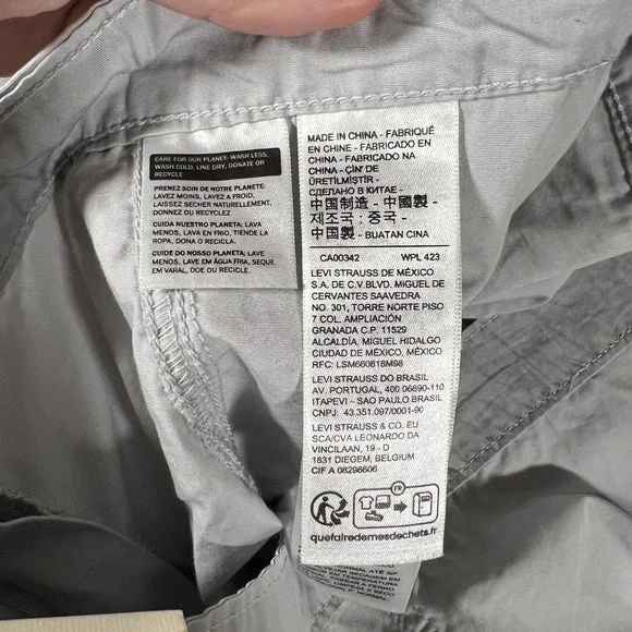 Levi's Cargo Pants Womens 33 Gray Convertible Zip Off Baggy Wide Leg Utility NWT